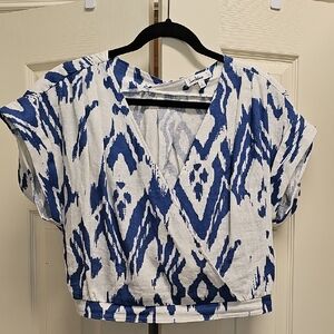 Sam Edelman Blue and White Abstract Top
